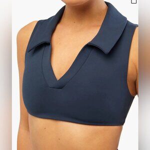 NWT WeWoreWhat Revolve Navy Blue Polo Bra Crop Top Lined Tennis Pickleball Sport
